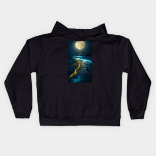 Midnight sky shore glow Kids Hoodie